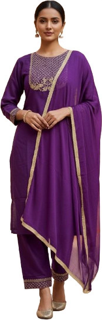 abc Women Cotton Blend Kurta Pant Dupatta Set-picture-3