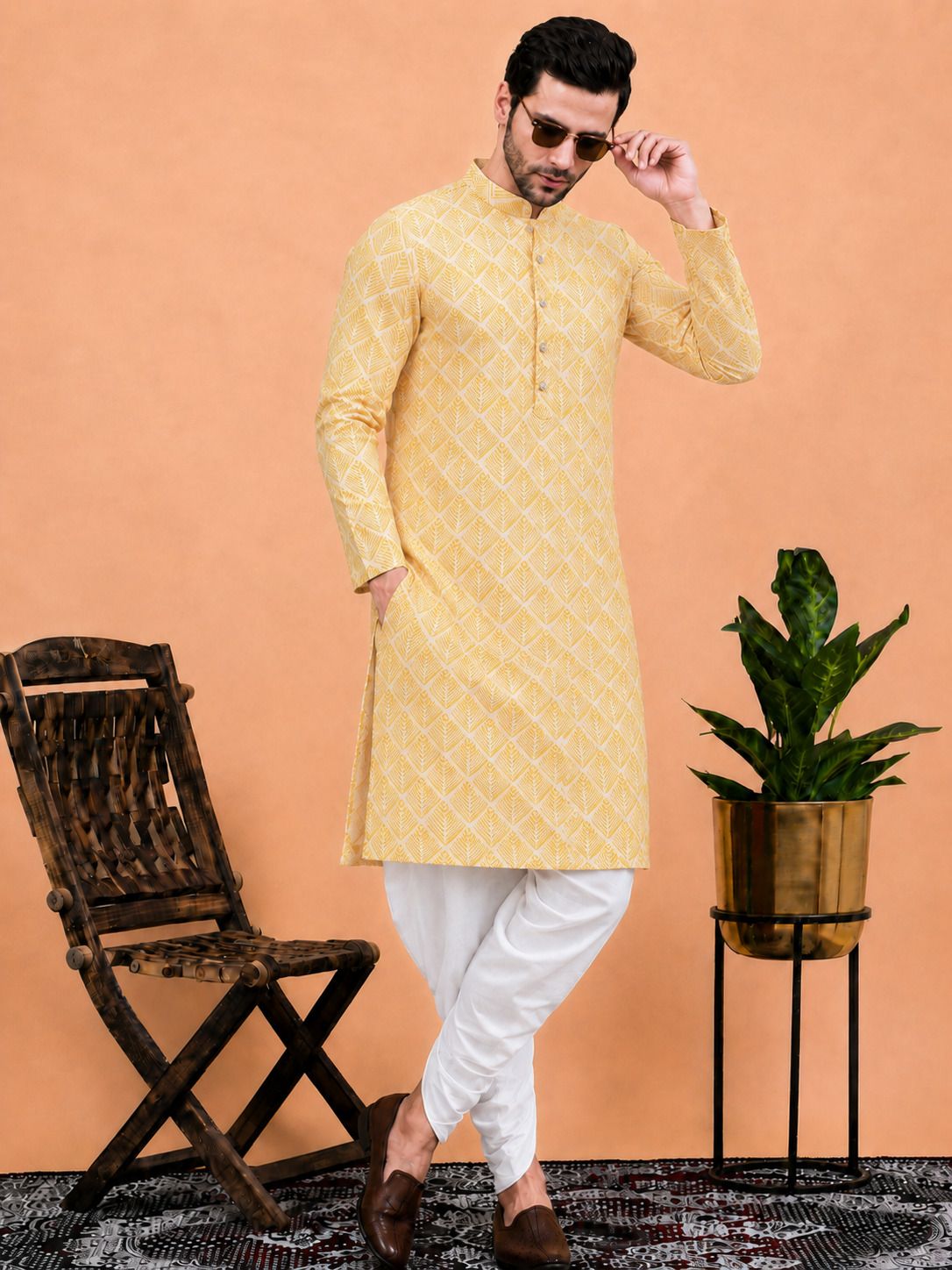 dhasu trendz Men Cotton Rayon Kurta Dhoti Set-picture-22