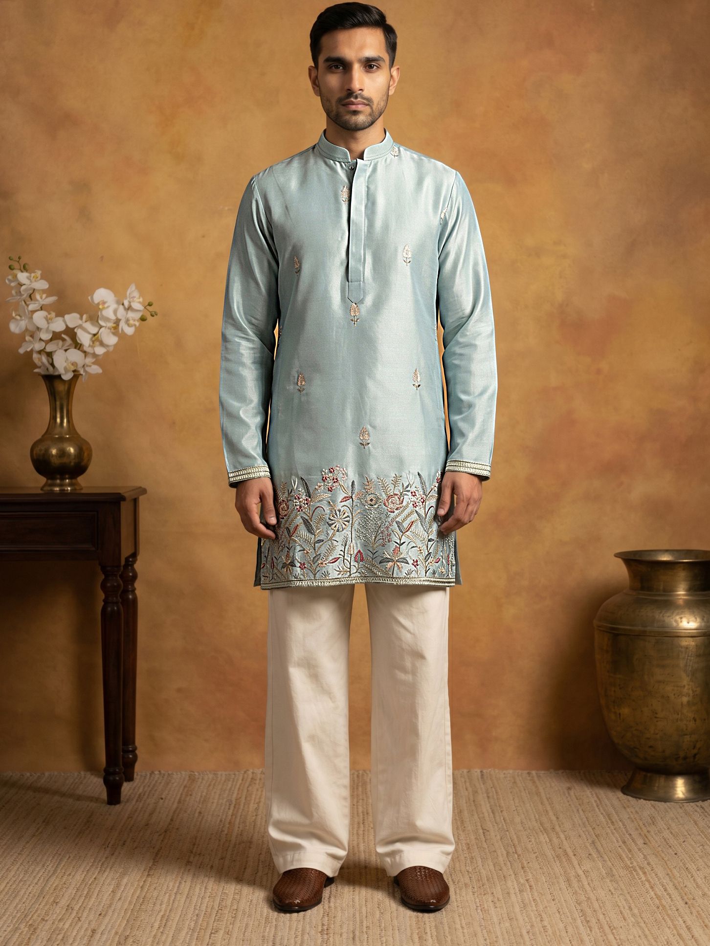 jompers Men Silk Blend Kurta Pyjama Set-picture-21
