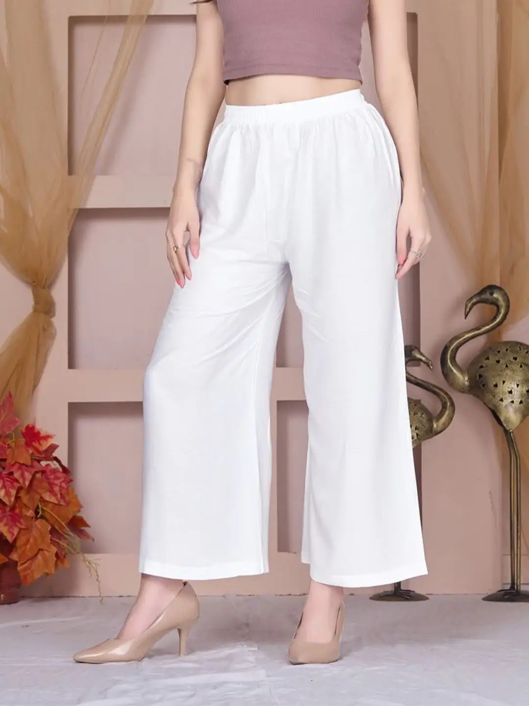 the_jd Women Loose Fit White Pure Cotton Trousers-picture-40