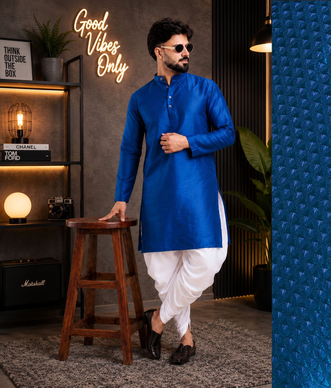 tsarina Men Cotton Silk Kurta Dhoti Pant Set-picture-17