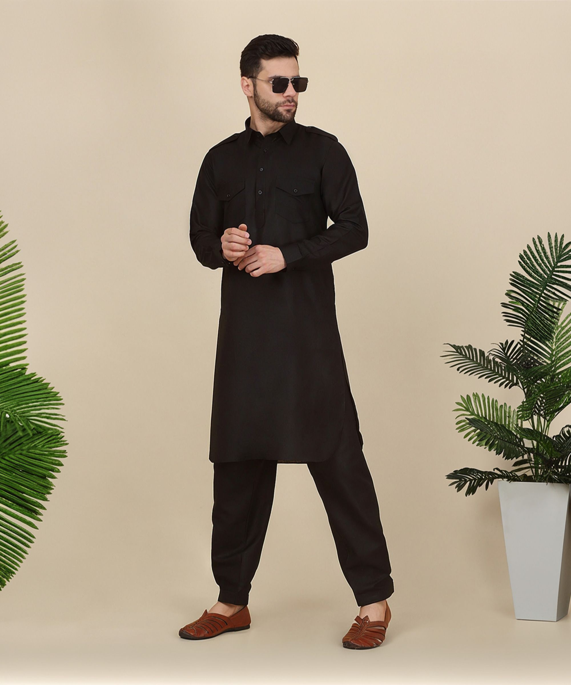 kraft india Men Cotton Blend Kurta Salwar Set-picture-24