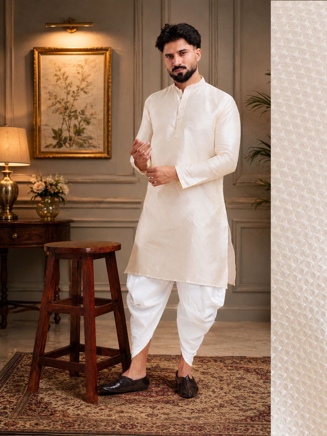tsarina Men Cotton Silk Kurta Dhoti Pant Set-picture-18