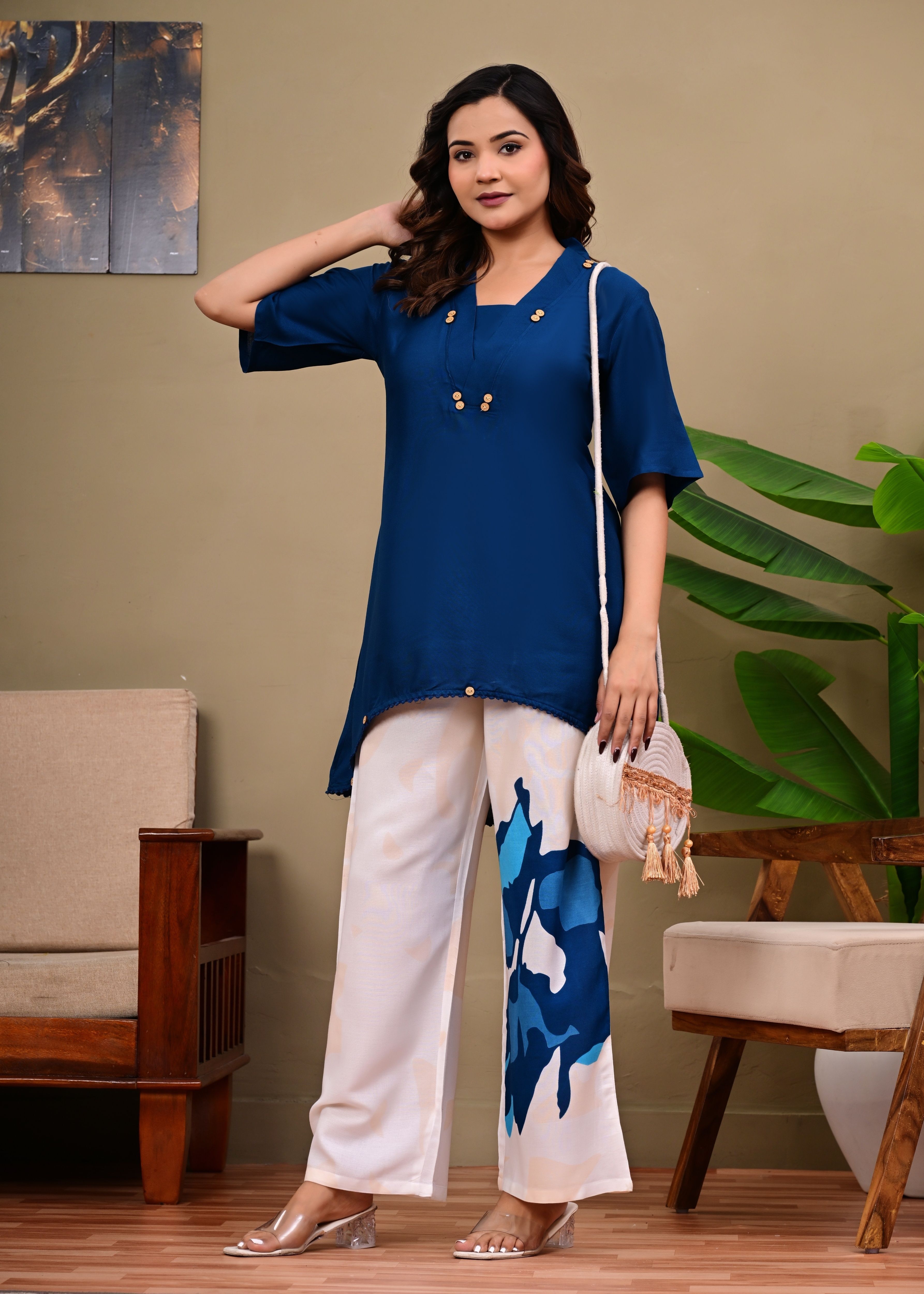 Women Viscose Rayon Kurti Palazzo Set-image-33
