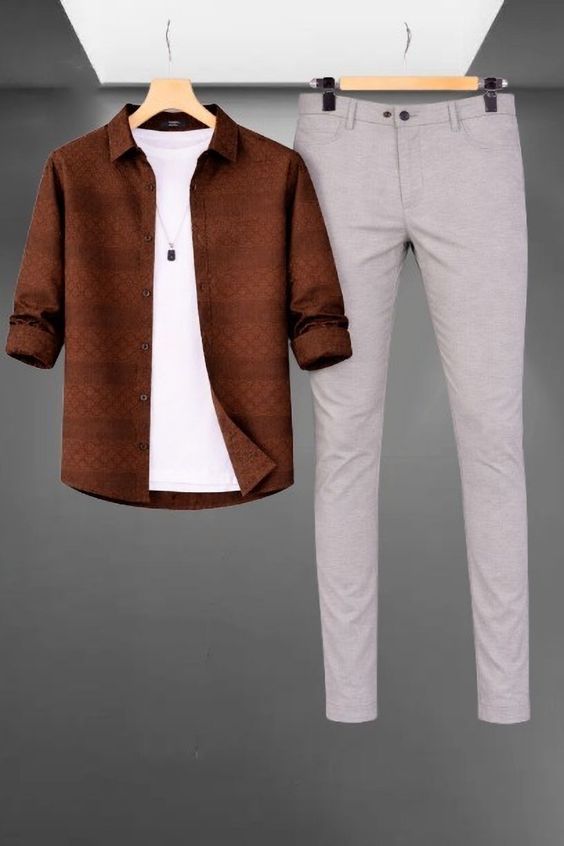 black deer Men Cotton Blend Shirt Pant Set-picture-39