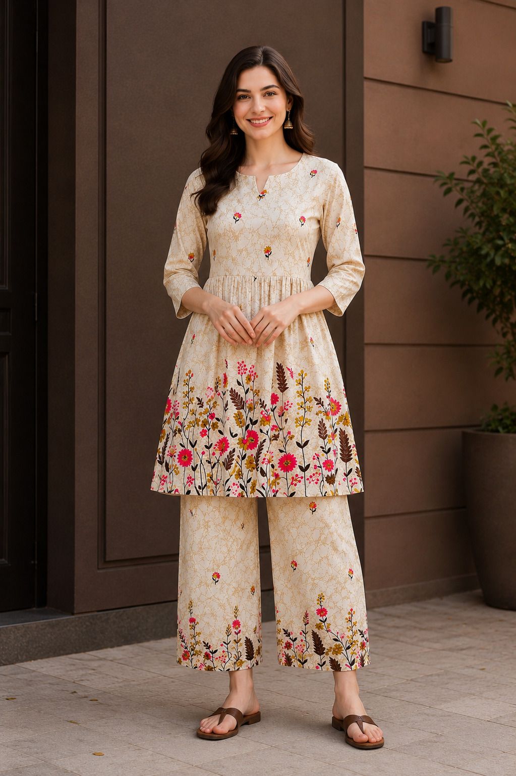 hiva trendz Women Cotton Rayon Ethnic Top Palazzo Set-picture-14