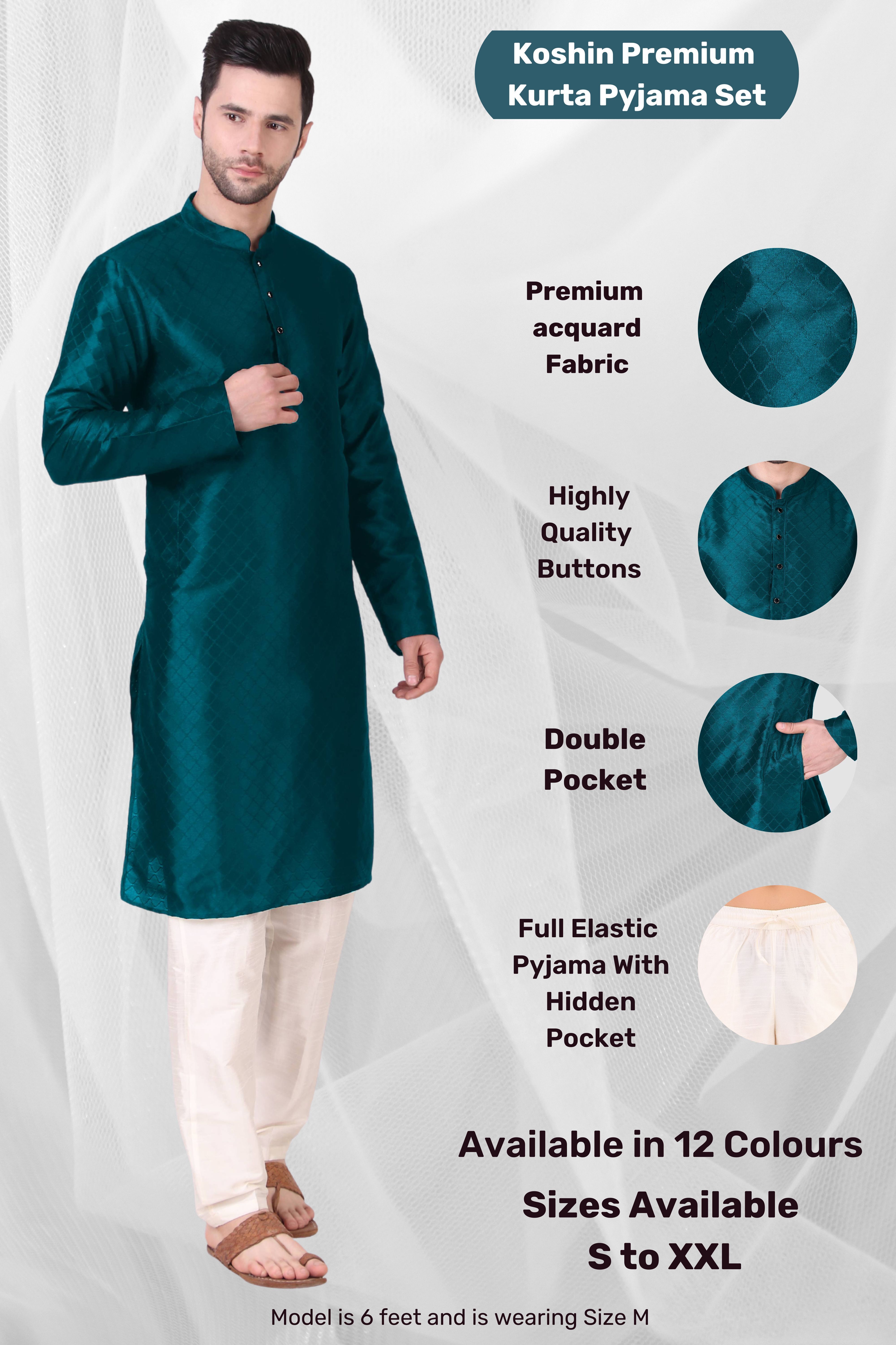 koshin Men Art Silk Kurta Pyjama Set-picture-27
