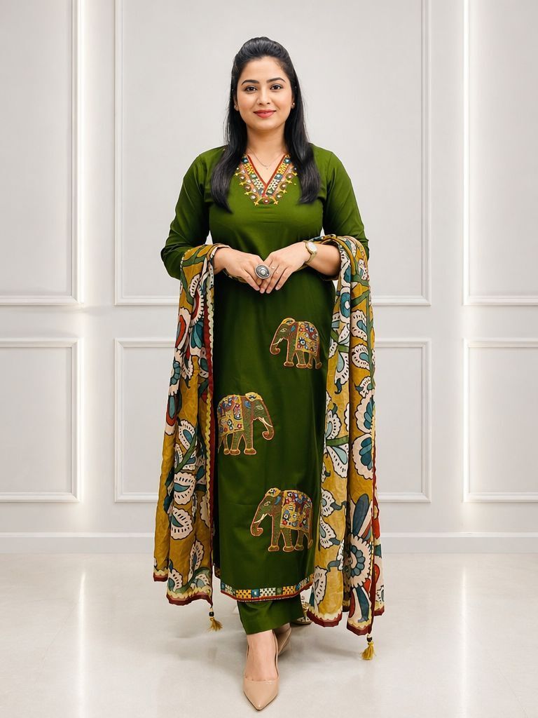 Women Pure Cotton Kurta Pant Dupatta Set-image-11
