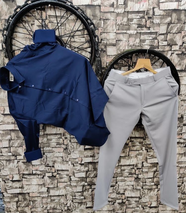 Men Linen Blend Shirt Pant Set