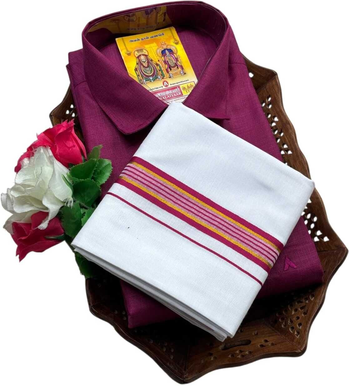 Men Pure Cotton Shirt Dhoti Set-image-47