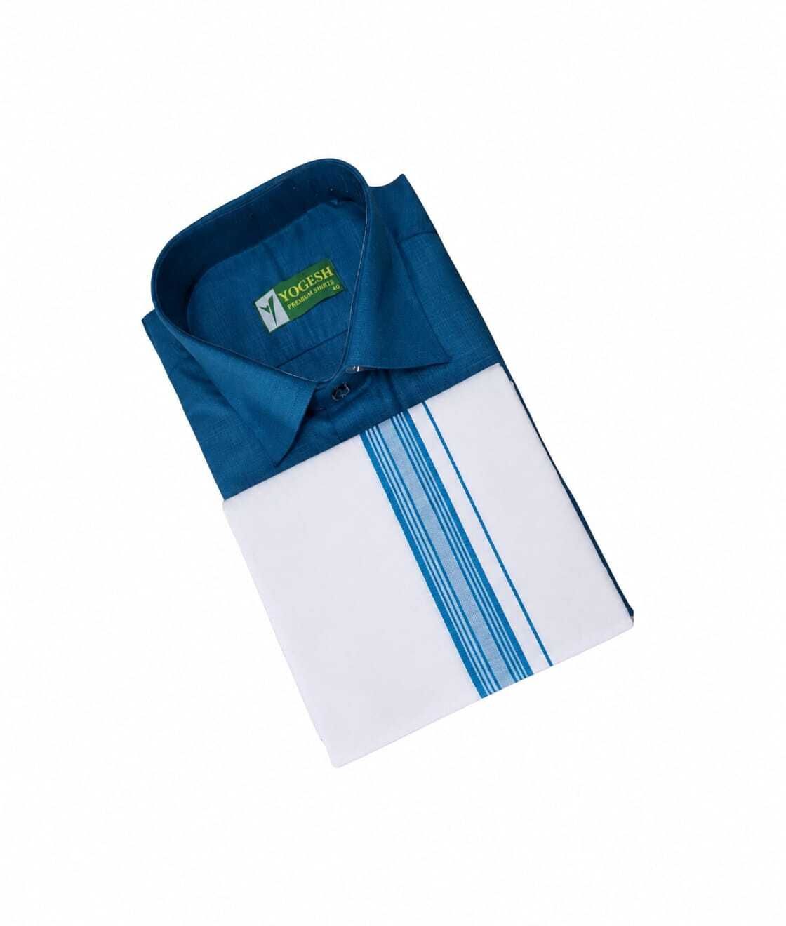 Men Pure Cotton Shirt Dhoti Set-image-10
