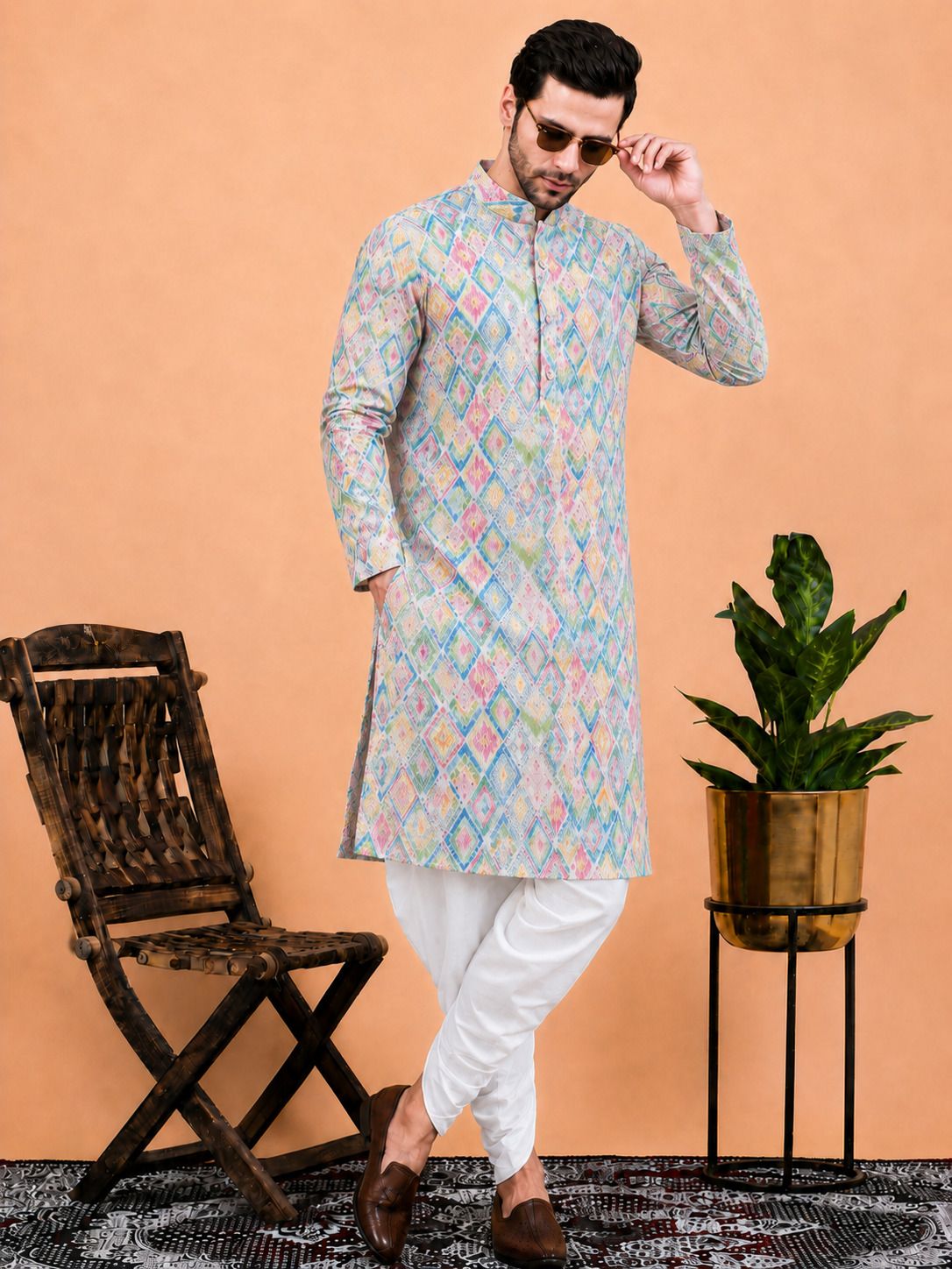 dhasu trendz Men Cotton Rayon Kurta Dhoti Set-picture-23