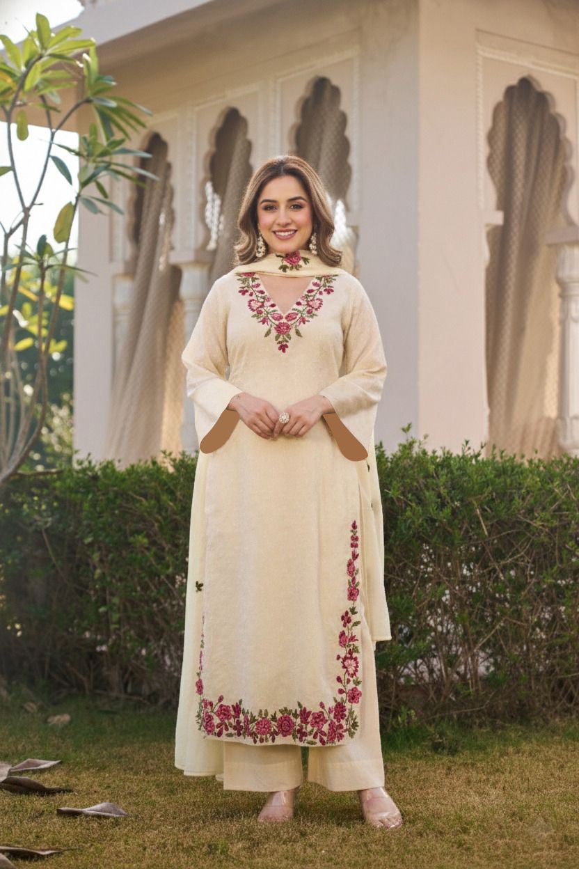 gosriki Women Viscose Rayon Kurti Palazzo Dupatta Set-picture-47