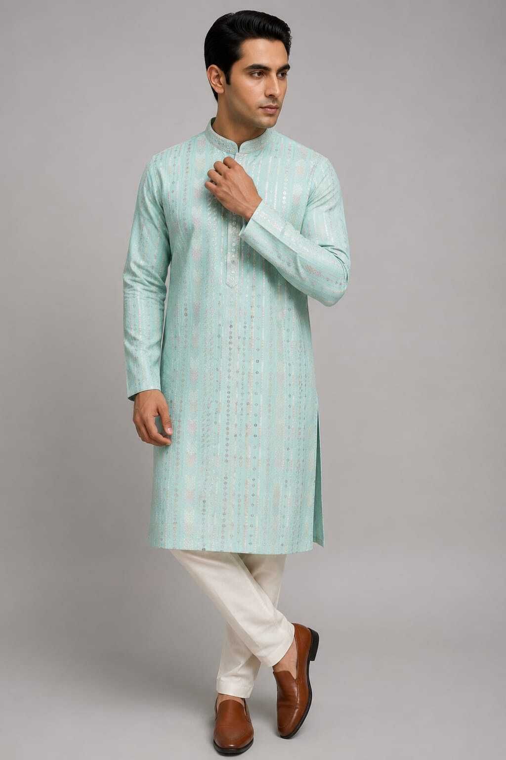 Men Cotton Blend Kurta Set-image-37