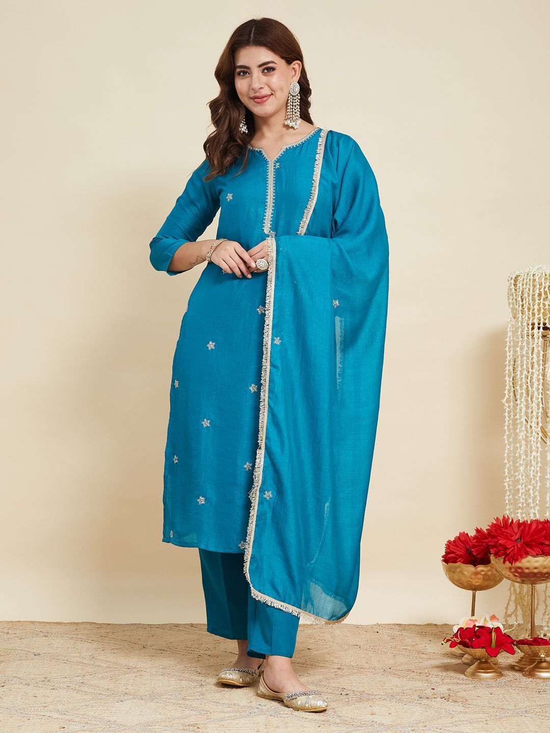 mokosh Women Pure Silk Kurta Pant Dupatta Set-picture-6