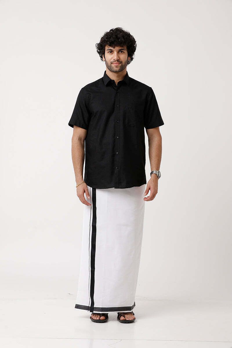 Men Pure Cotton Shirt Dhoti Set-image-21