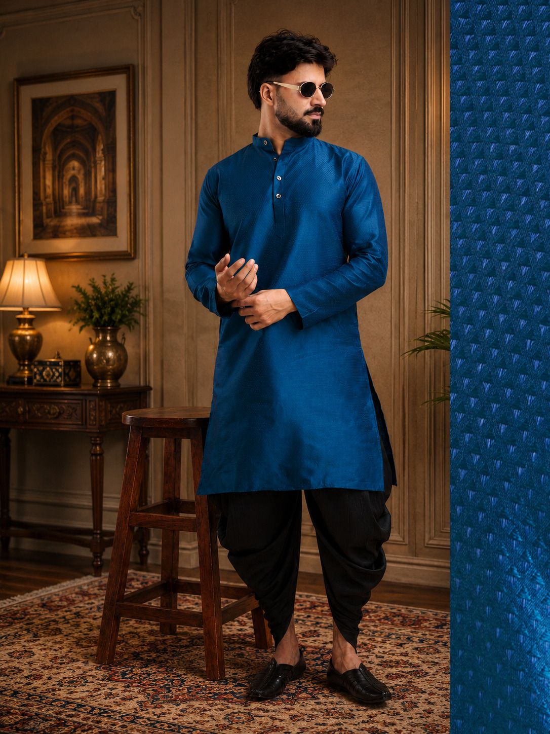 tsarina Men Cotton Silk Kurta Dhoti Pant Set-picture-38