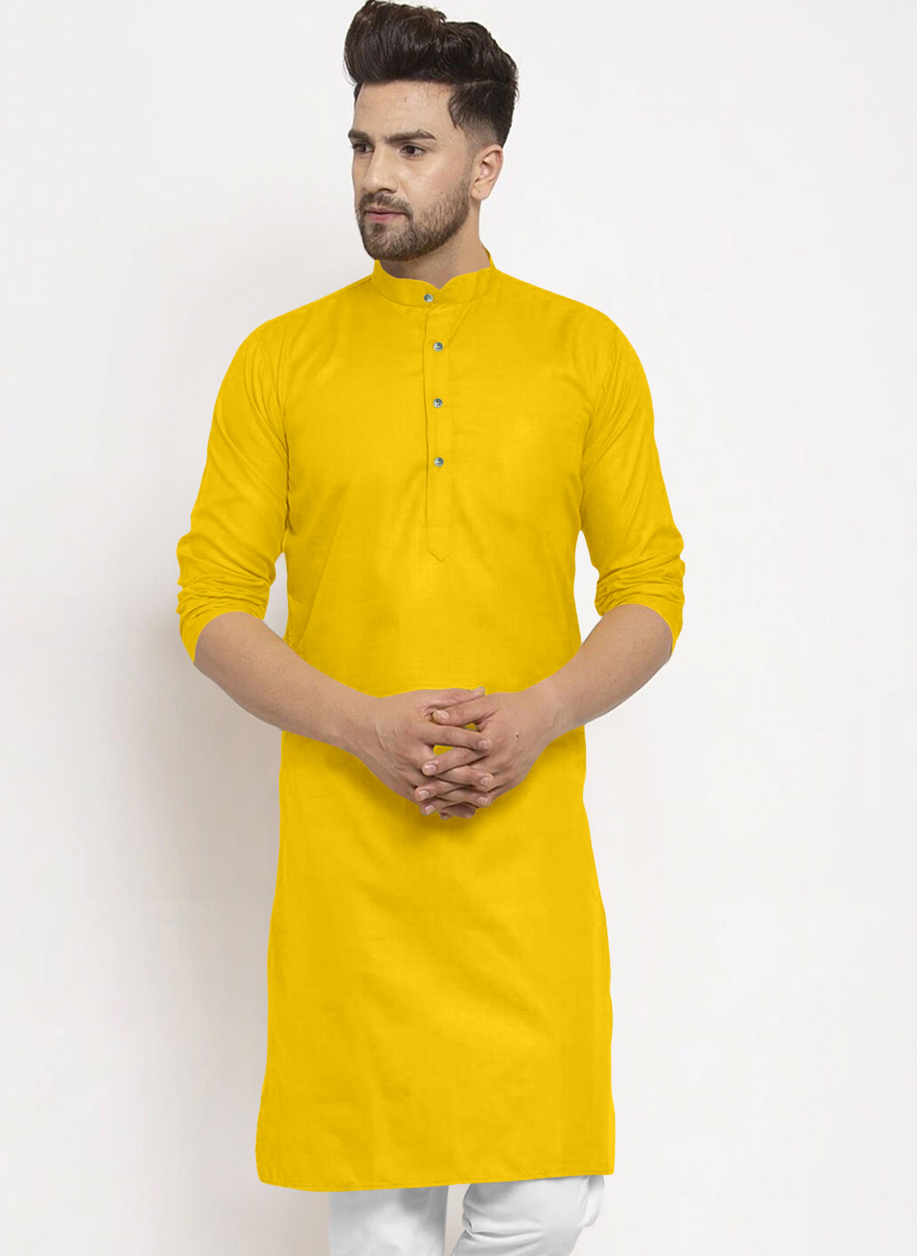 Men Cotton Blend Kurta Pyjama Set