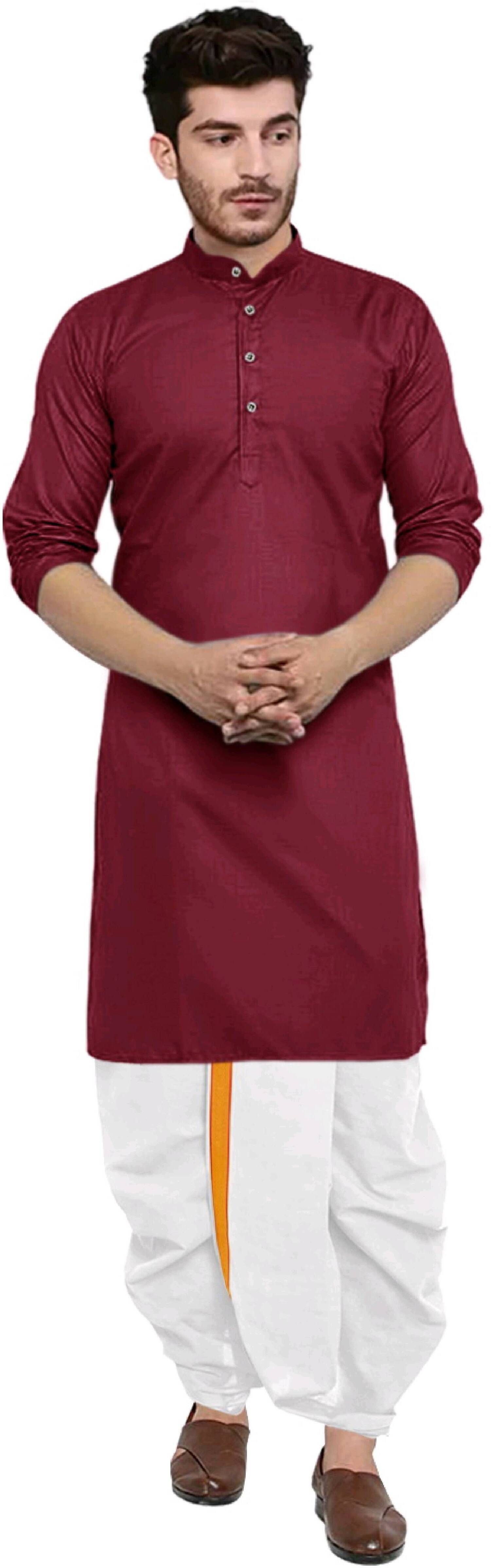 trust ous Men Cotton Blend Kurta Dhoti Set-picture-21