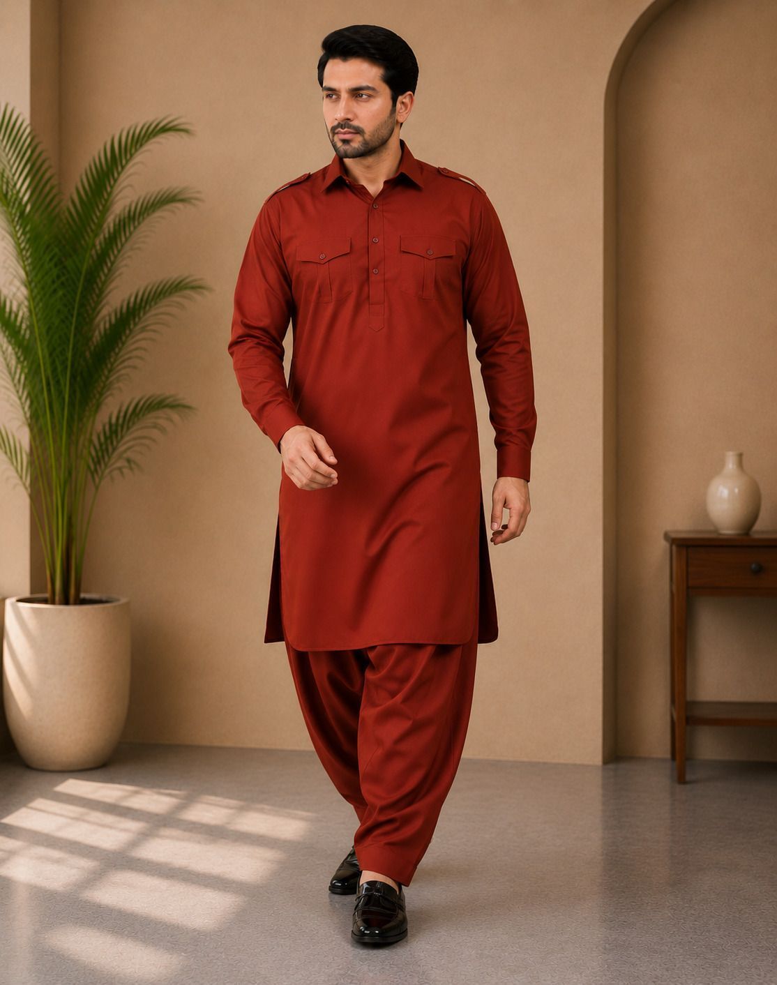 trypro Men Cotton Blend Kurta Pyjama Set-picture-2