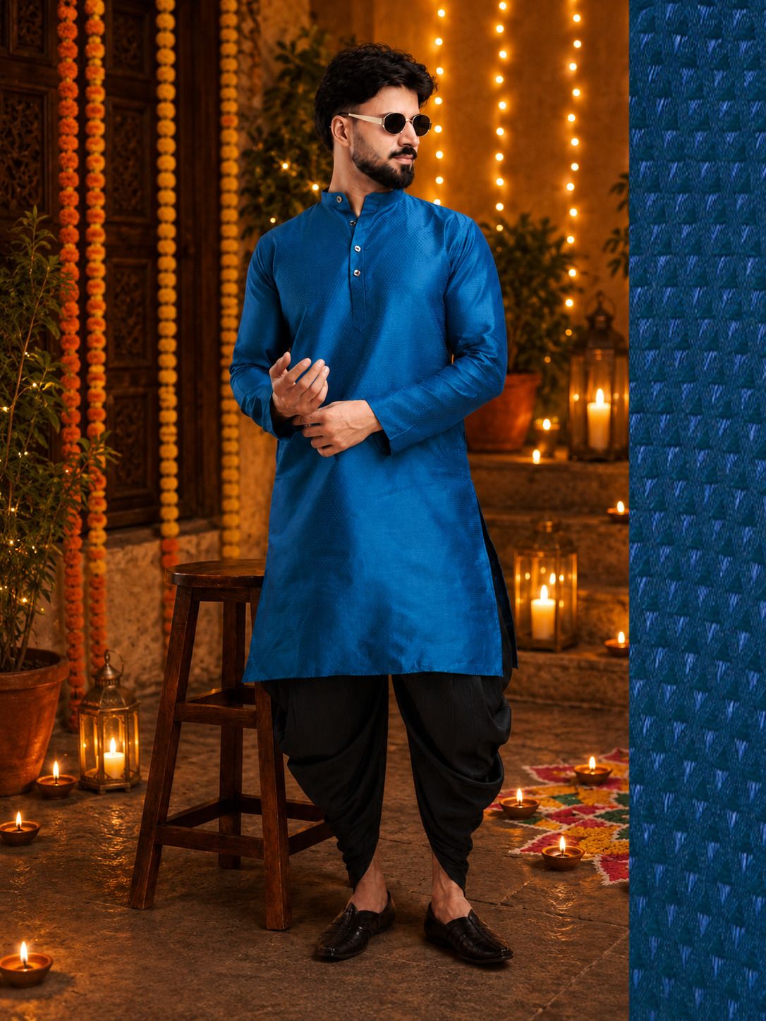 tsarina Men Cotton Silk Kurta Dhoti Pant Set-picture-8