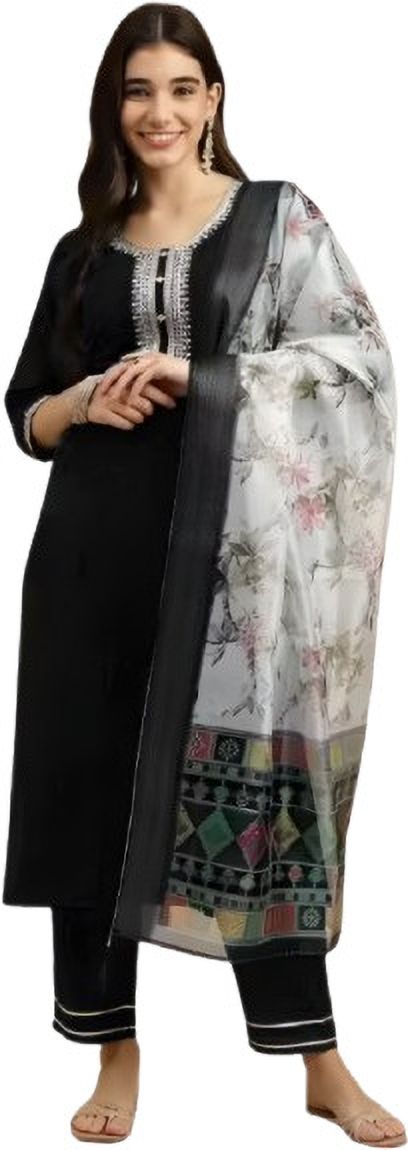 abc Women Cotton Blend Kurta Pant Dupatta Set-picture-27