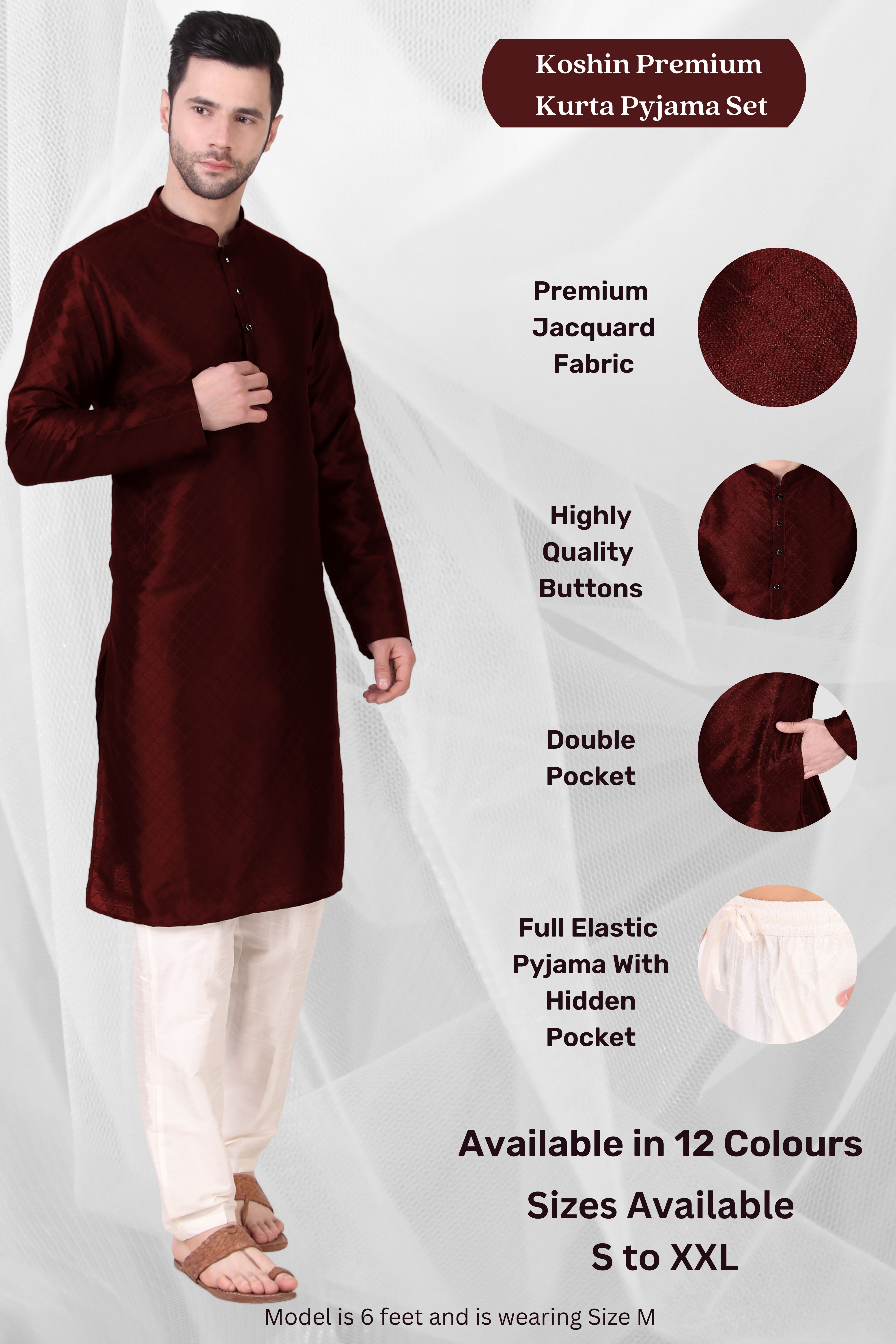 Men Art Silk Kurta Pyjama Set