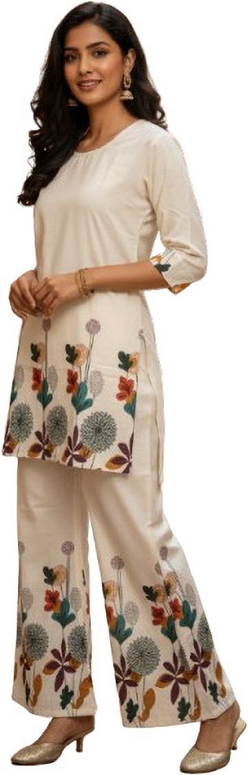 Women Cotton Blend Kurta Pant Set-image-32