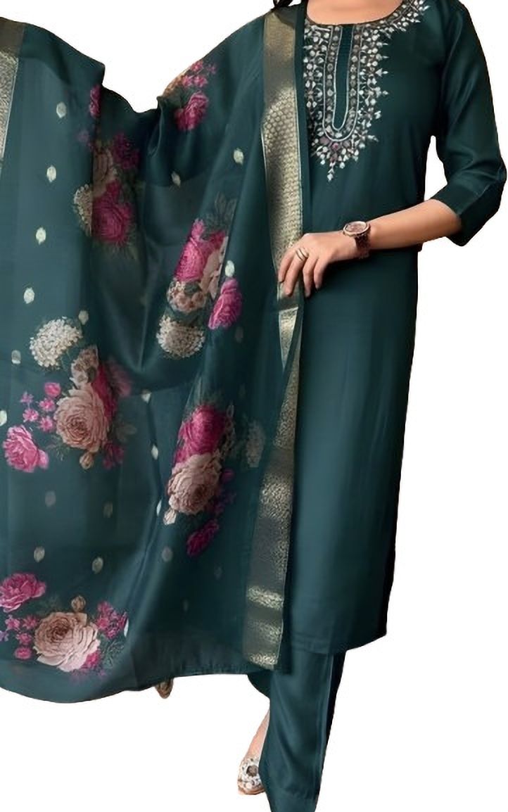 abc Women Cotton Blend Kurta Pant Dupatta Set-picture-26