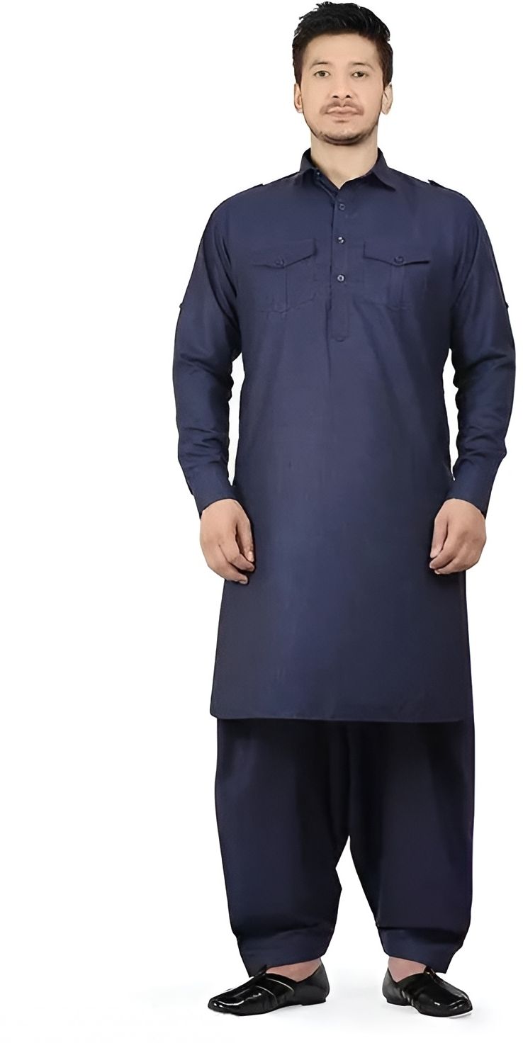 Men Cotton Blend Kurta Pyjama Set