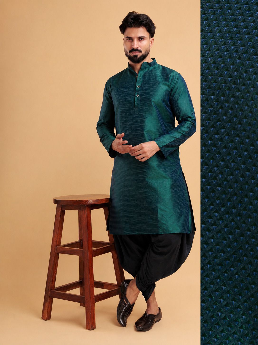 tsarina Men Cotton Silk Kurta Dhoti Pant Set-picture-33