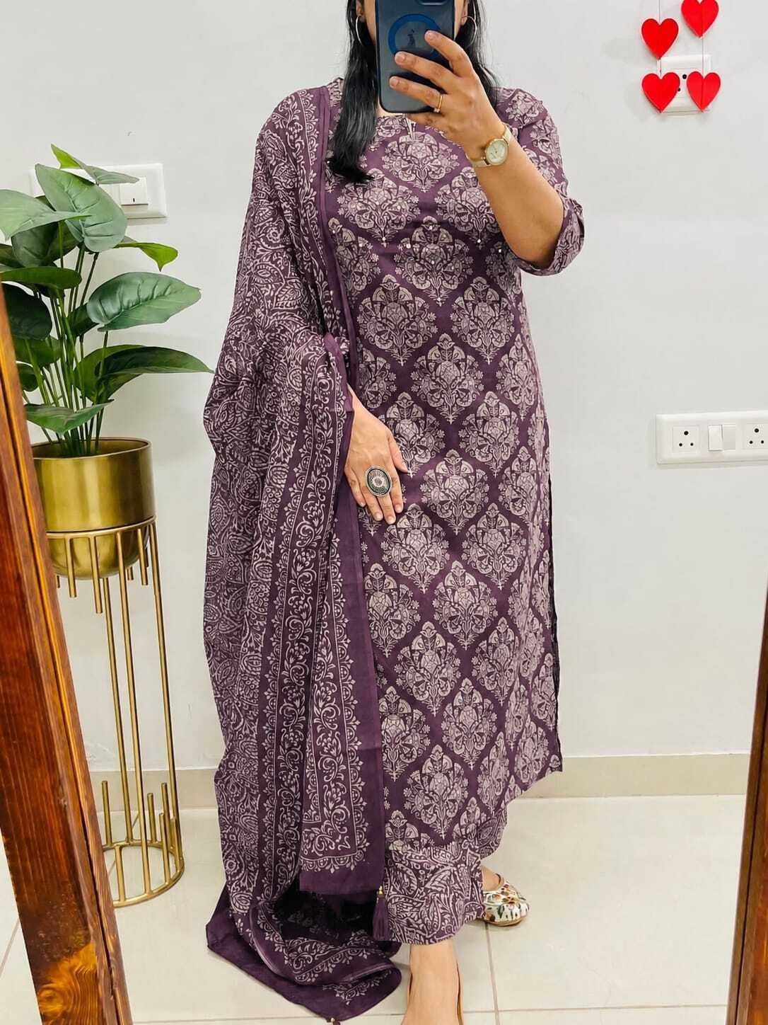 vidhya export Women Pure Cotton Kurta Pant Dupatta Set-picture-28
