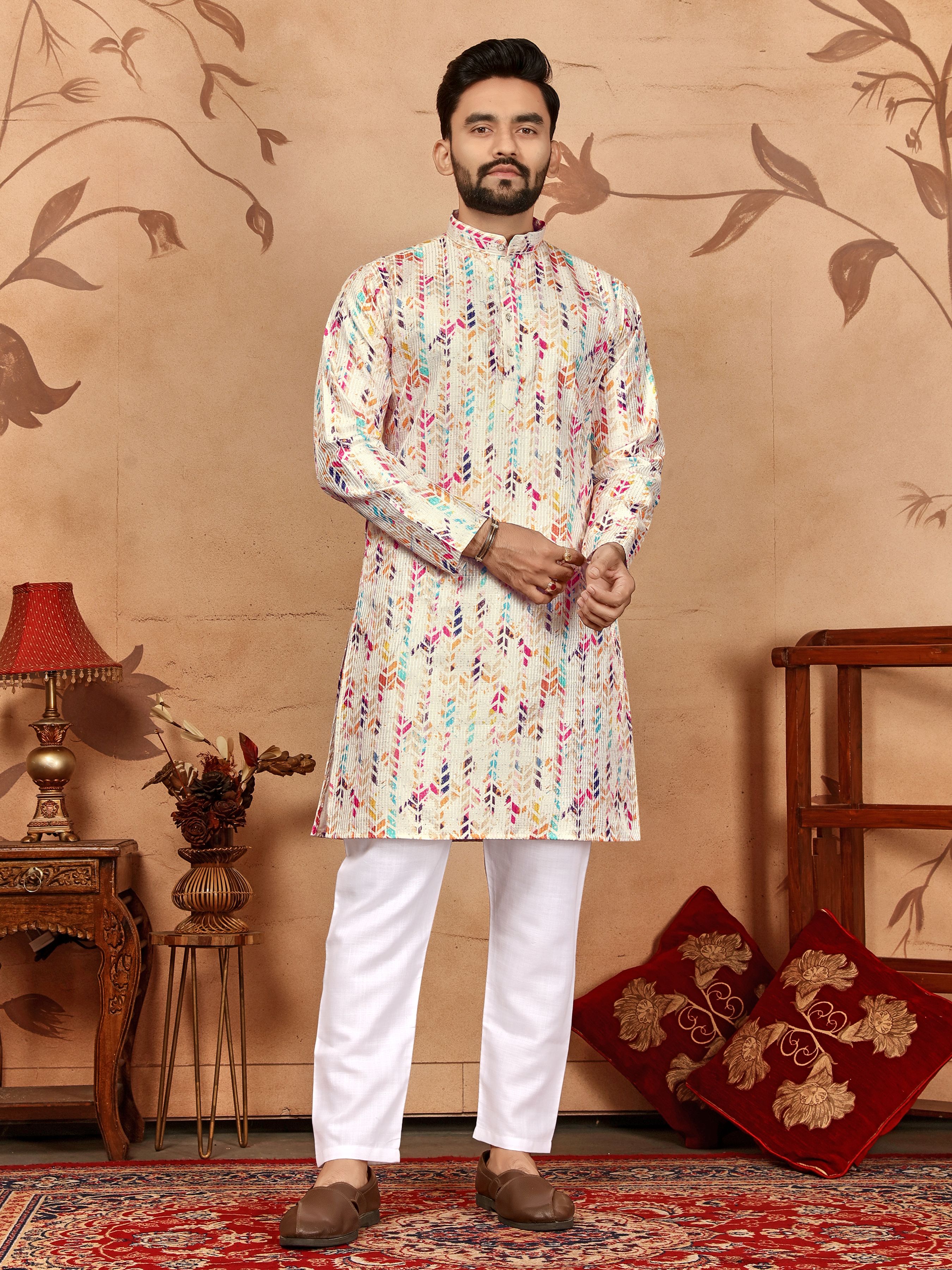 cellux Men Cotton Blend Kurta Pyjama Set-picture-27
