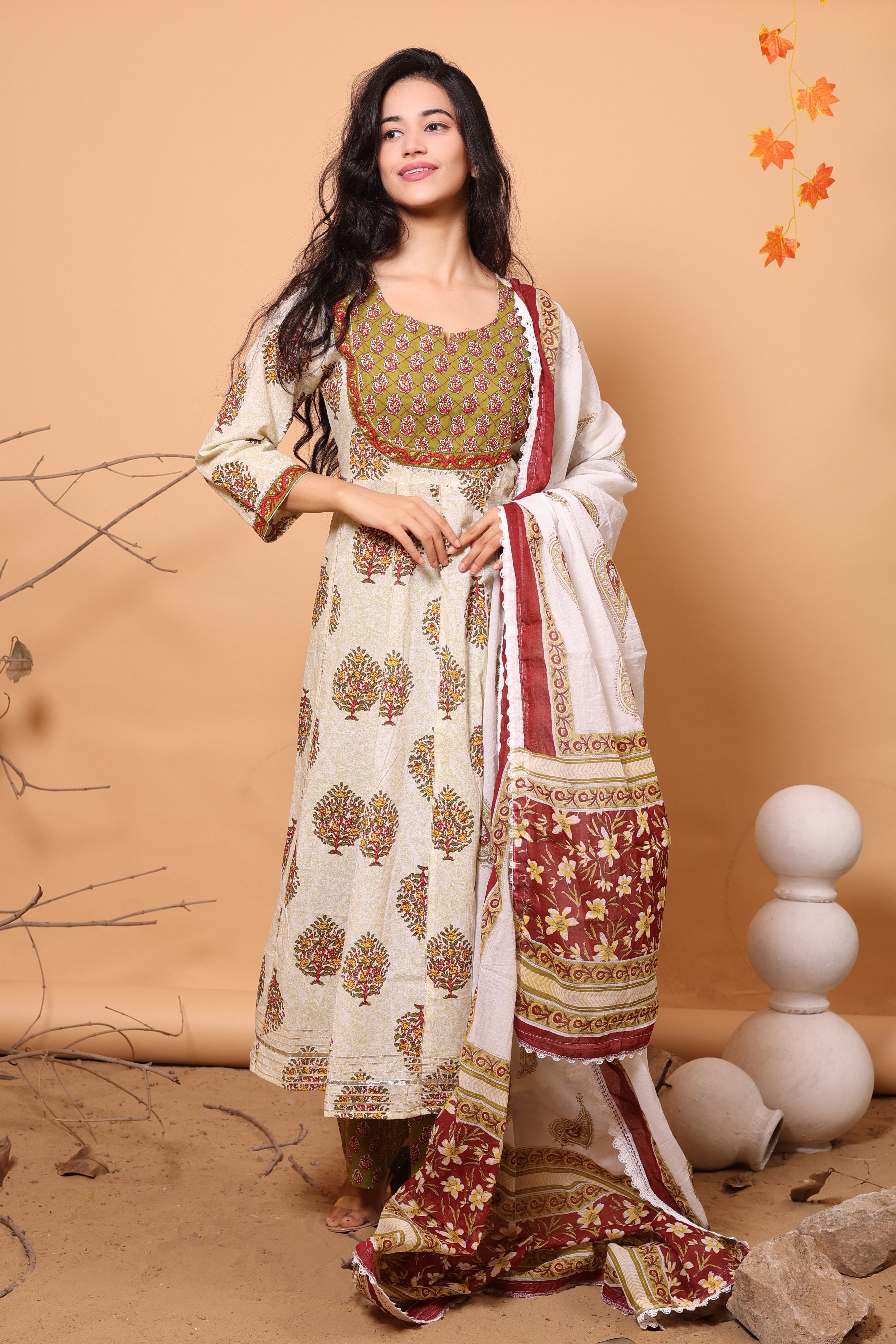 r ranak creation Women Pure Cotton Kurta Palazzo Dupatta Set-picture-10