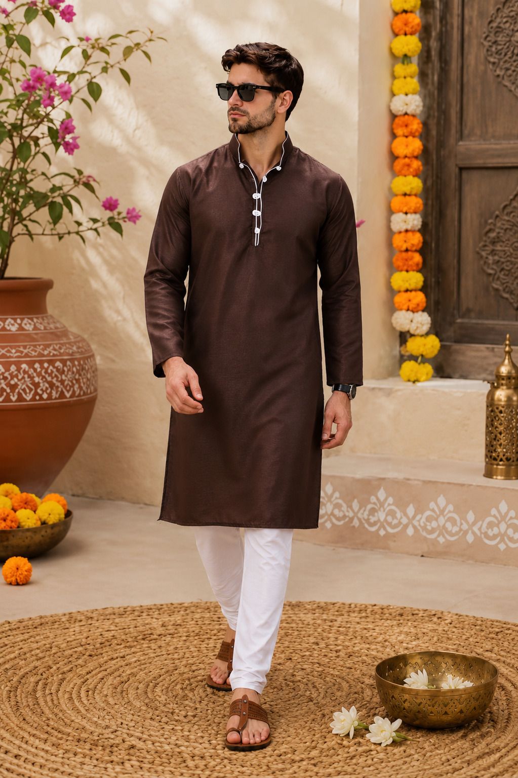 ad & av Men Silk Blend Kurta Pyjama Set-picture-0