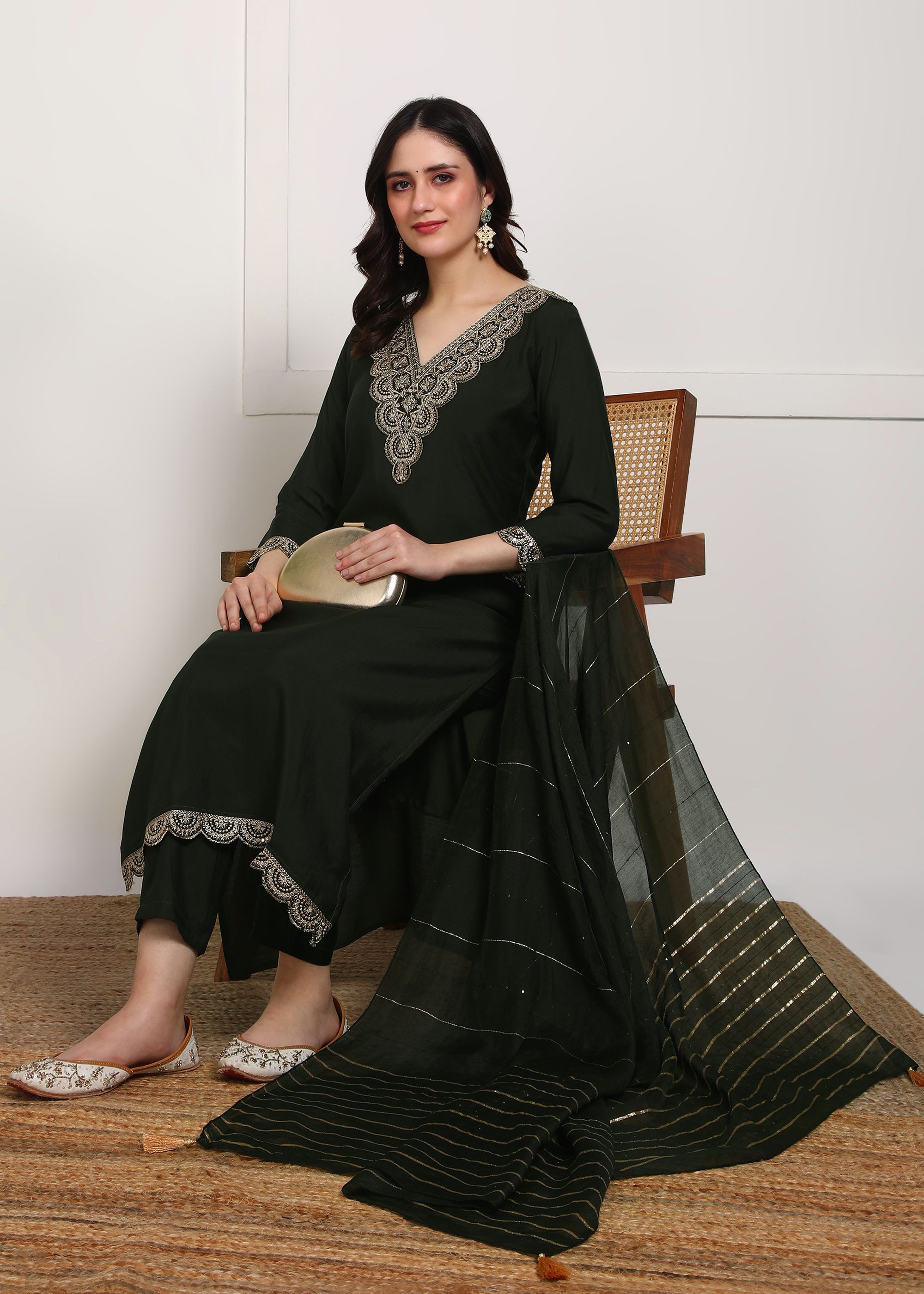 Embroidered Kurta, Salwar & Dupatta Set-image-49