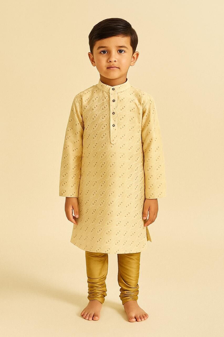Men Jacquard Kurta Pyjama Set-image-11