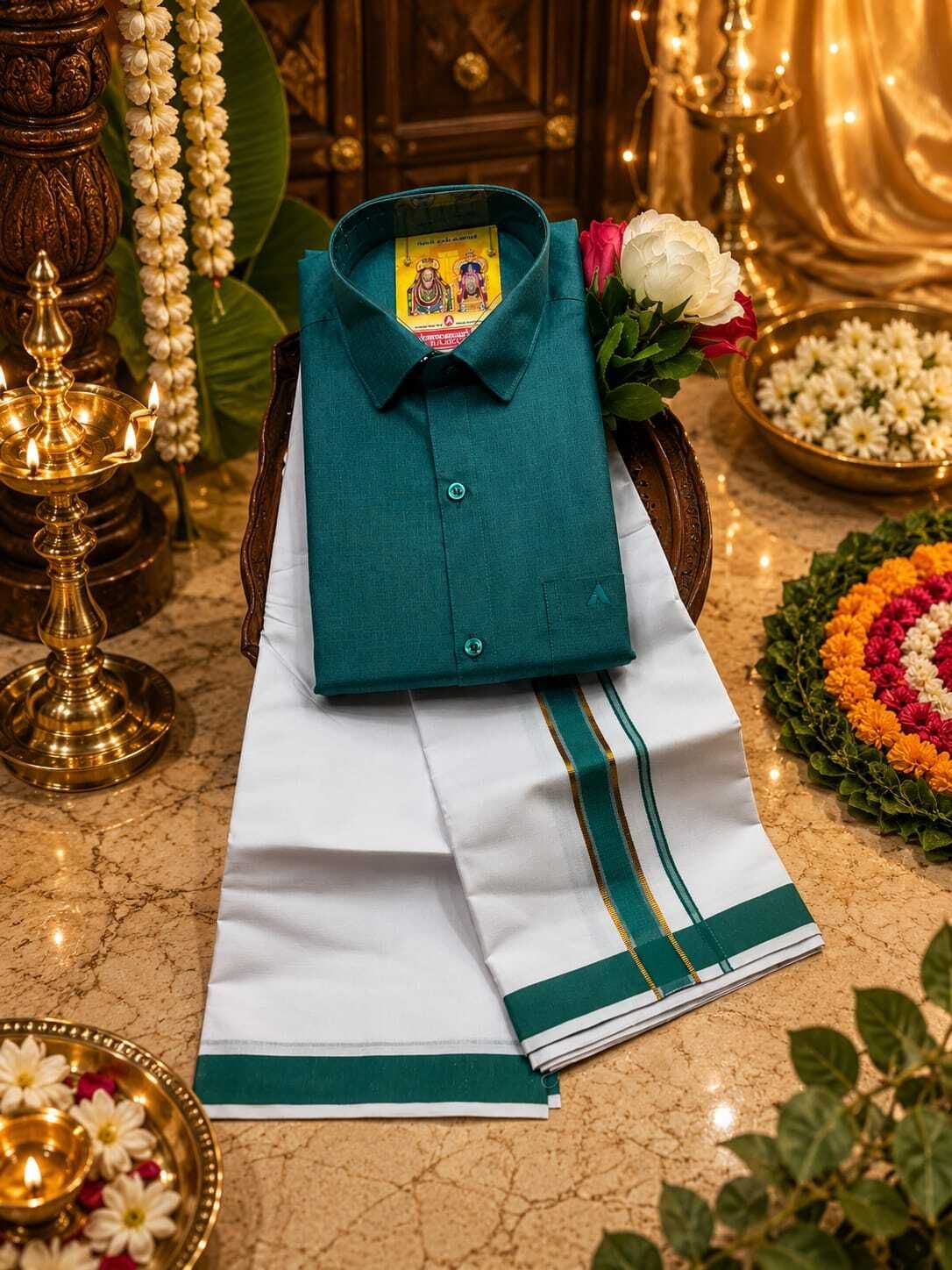 ithazhya enterprises Men Pure Cotton Shirt Dhoti Set-picture-23