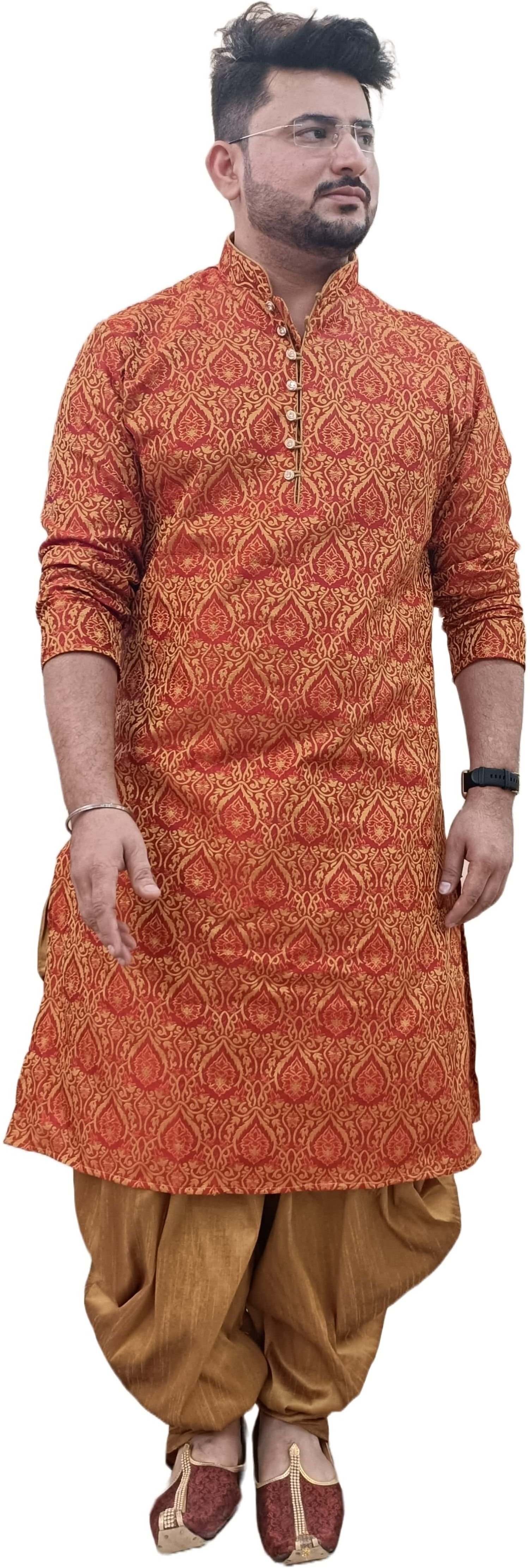 Men Jacquard Kurta Salwar Set-image-19