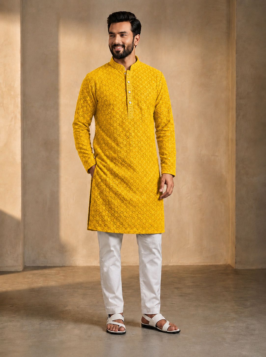 aayanvi enterprise Men Chiffon Kurta Set-picture-1