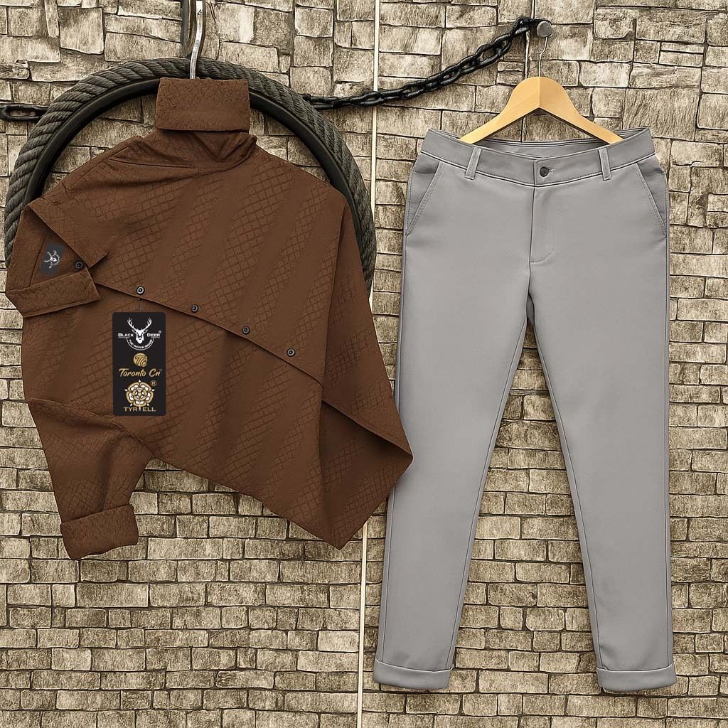 black deer Men Cotton Blend Shirt Pant Set-picture-44