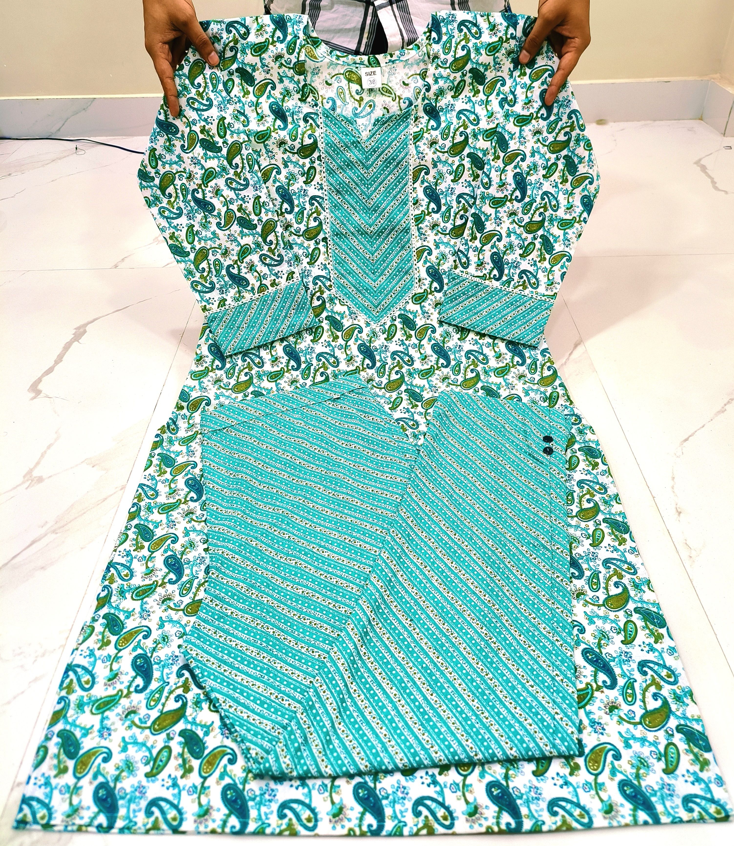 Women Khadi Cotton Kurta Pyjama Set-image-5