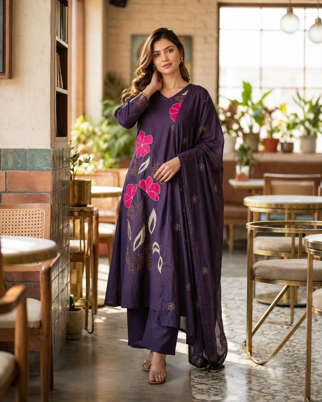 vastra rang Women Pure Cotton Kurta Pant Dupatta Set-picture-25