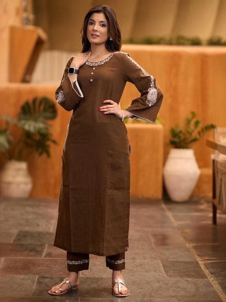 Self Design Viscose Rayon Straight Kurta for Women-image-5
