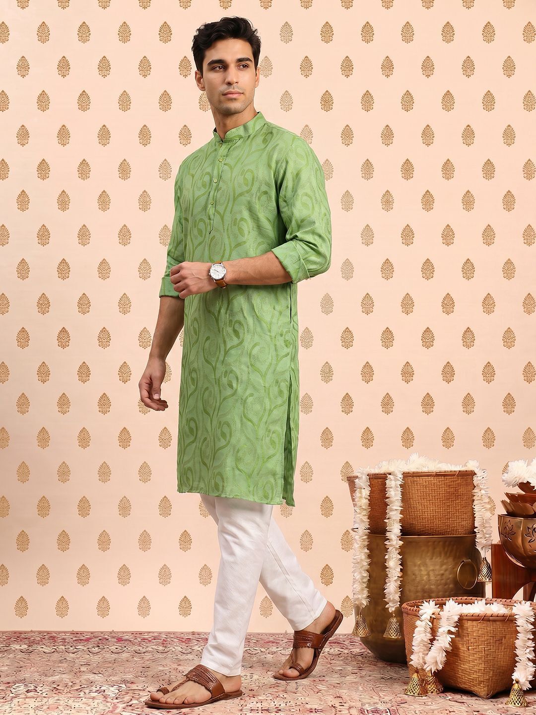 souragya Men Pure Cotton Kurta Pyjama Set-picture-22