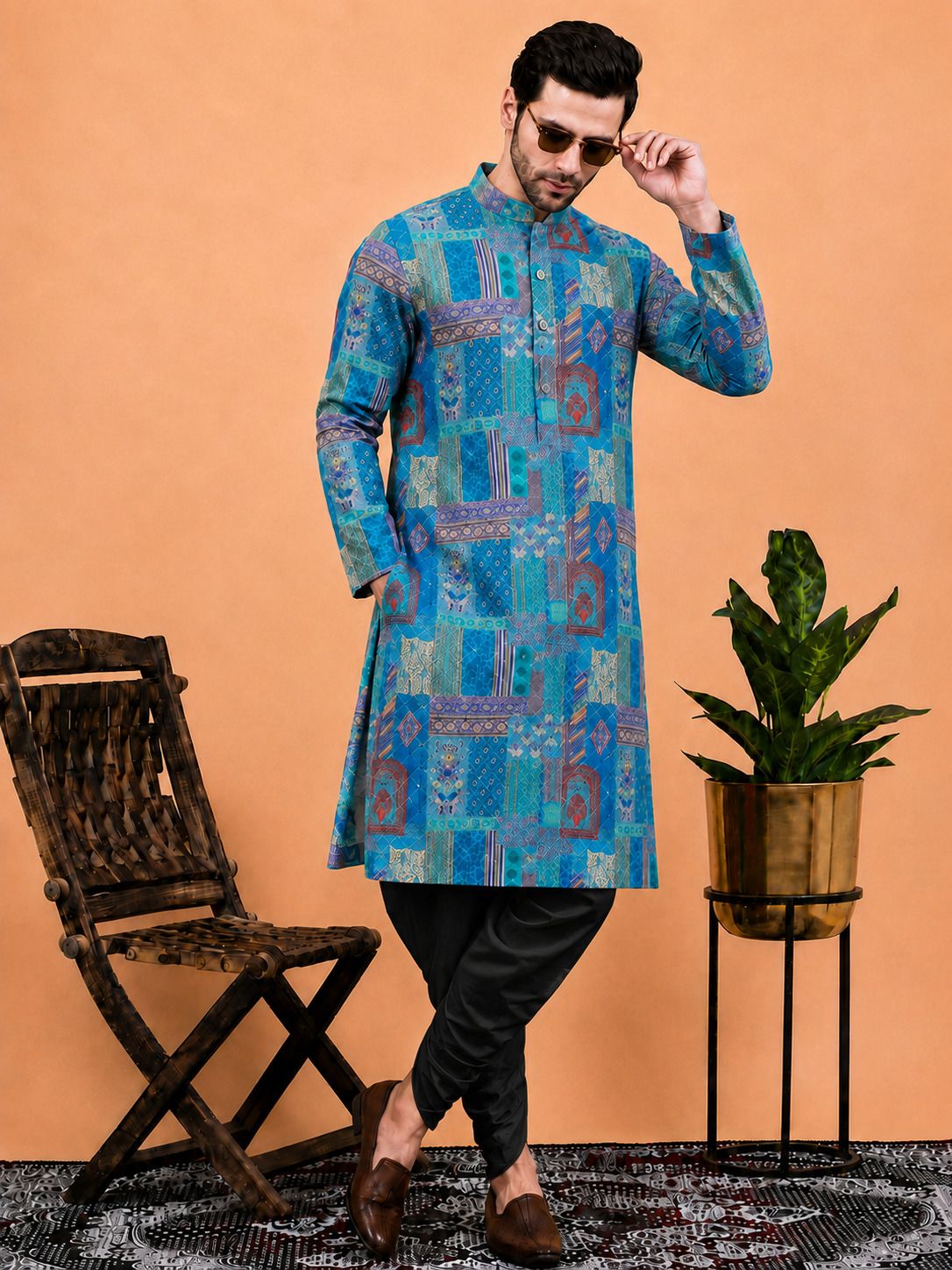 dhasu trendz Men Cotton Rayon Kurta Dhoti Set-picture-36