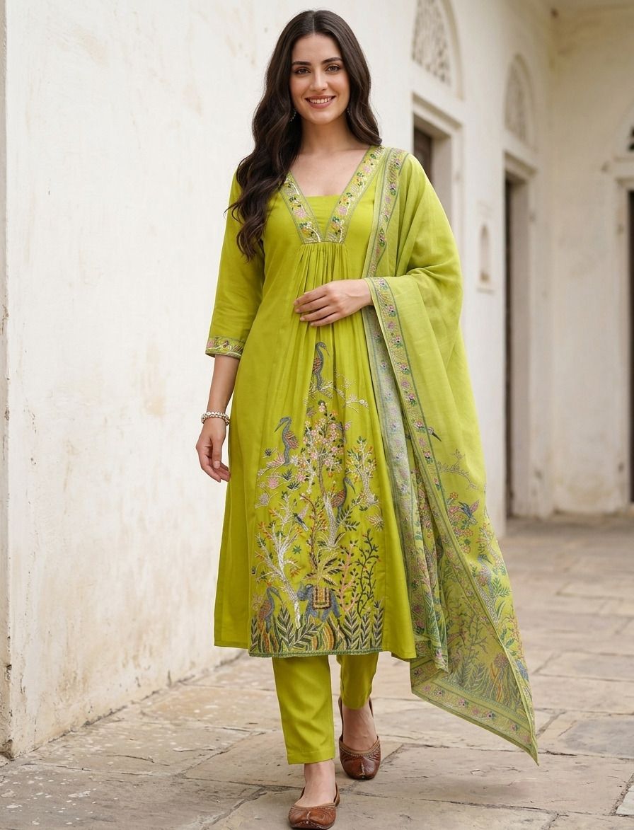 evanora Embroidered Kurta, Trouser/Pant & Dupatta Set-picture-10