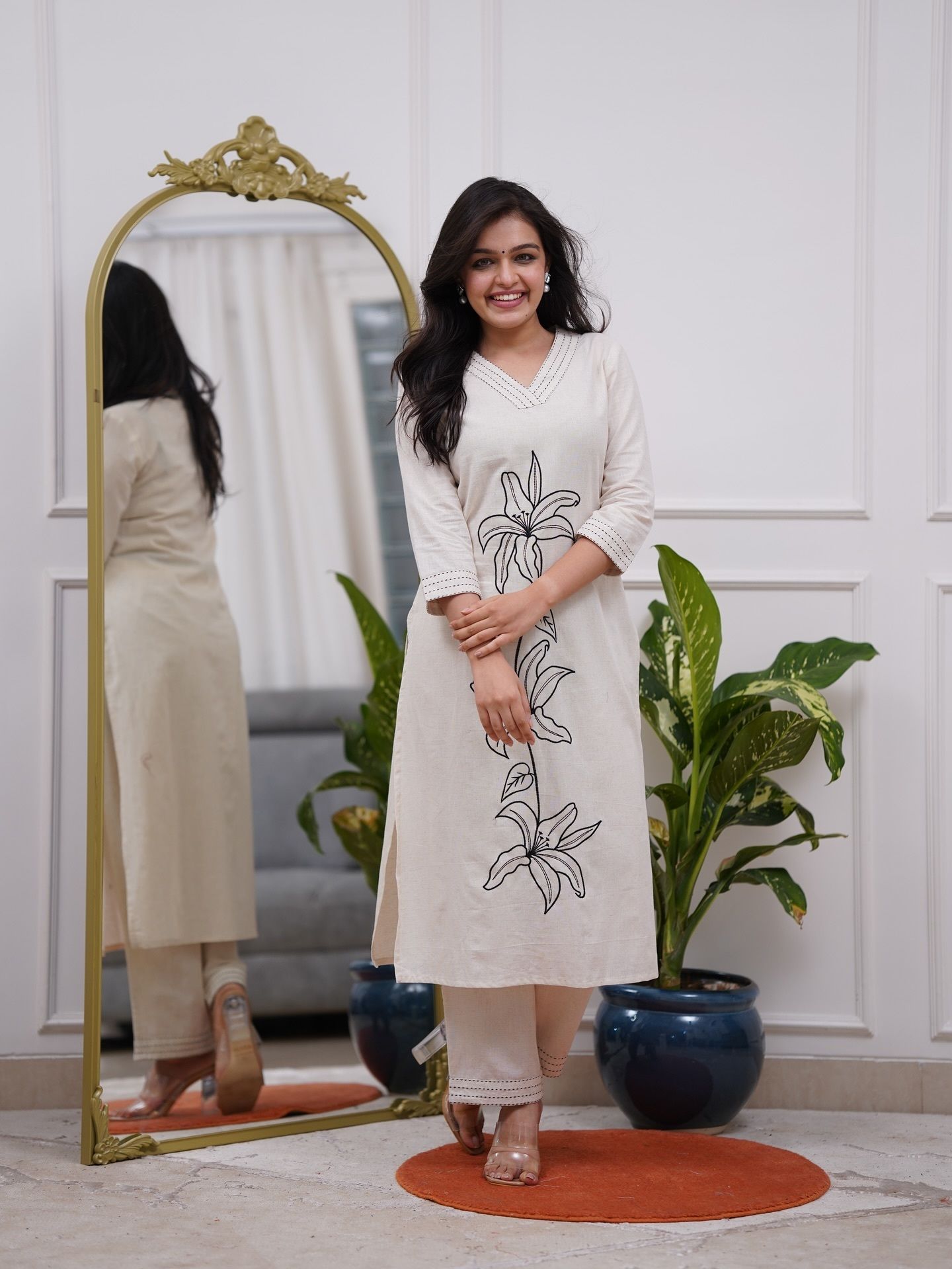 elepants Women Khadi Cotton Kurti Pyjama Set-picture-24