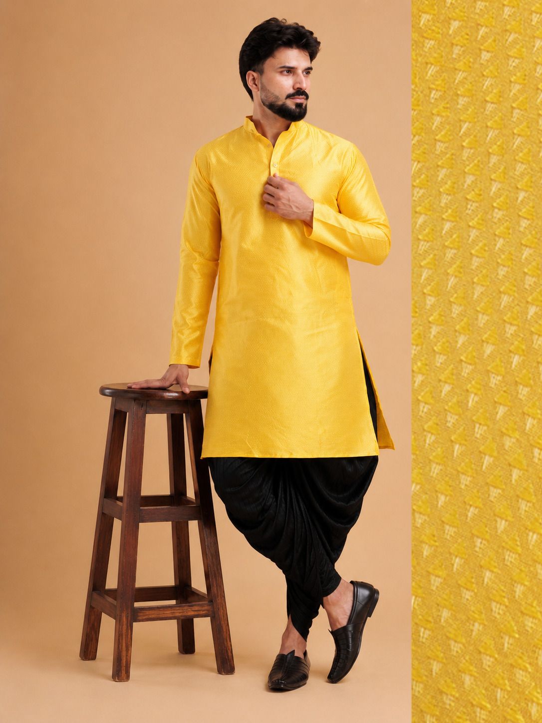 tsarina Men Cotton Silk Kurta Dhoti Pant Set-picture-35