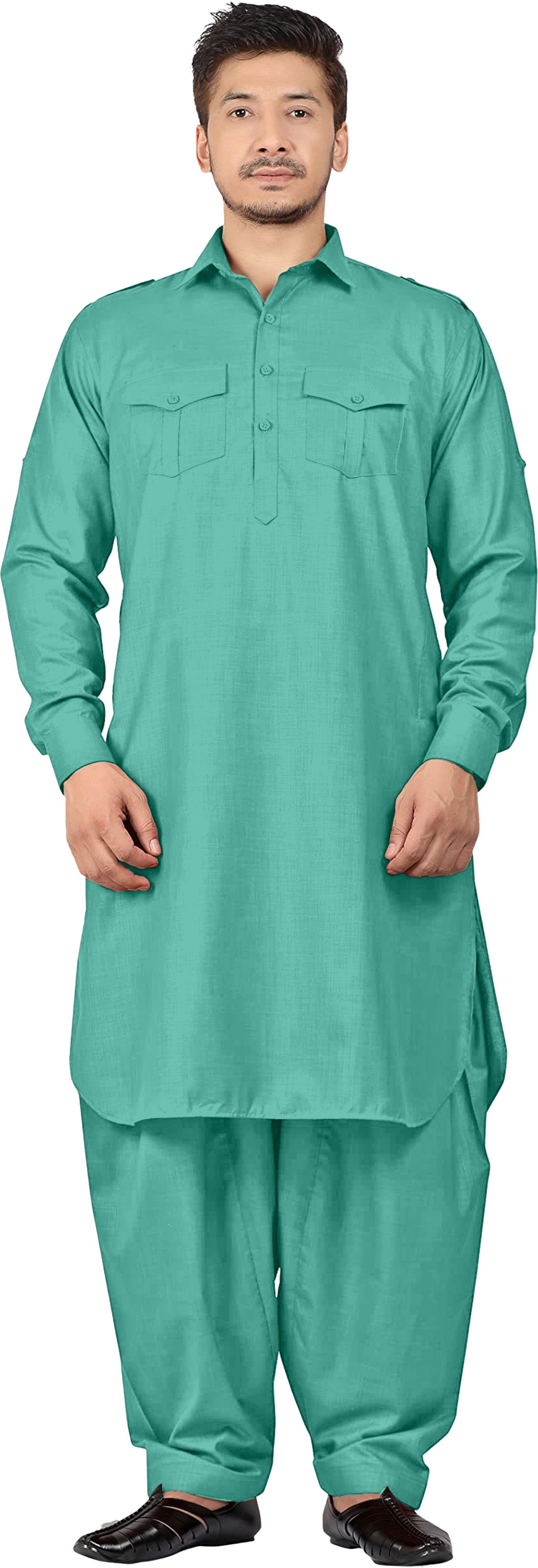 Men Cotton Blend Kurta Pyjama Set